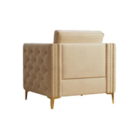 Fauteuil d'appoint pour salon, fauteuil rembourré avec pieds en métal, velours