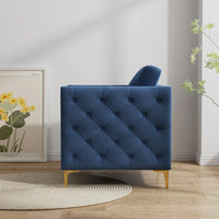 Fauteuil d'appoint pour salon, fauteuil rembourré avec pieds en métal, velours