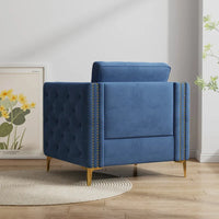 Fauteuil d'appoint pour salon, fauteuil rembourré avec pieds en métal, velours