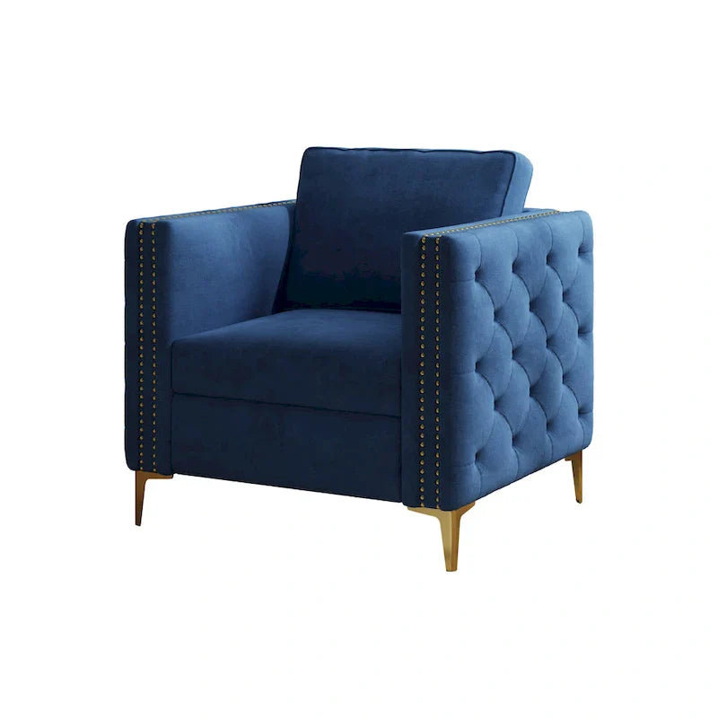 Fauteuil d'appoint pour salon, fauteuil rembourré avec pieds en métal, velours
