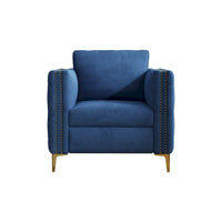 Fauteuil d'appoint pour salon, fauteuil rembourré avec pieds en métal, velours