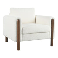 Fauteuil d'appoint rembourré blanc de 33,5 po avec pieds en noyer et accoudoir incurvé