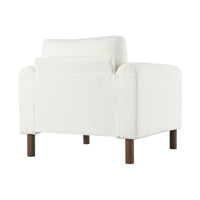 Fauteuil d'appoint rembourré blanc de 33,5 po avec pieds en noyer et accoudoir incurvé
