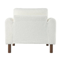 Fauteuil d'appoint rembourré blanc de 33,5 po avec pieds en noyer et accoudoir incurvé