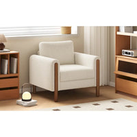 Fauteuil d'appoint rembourré blanc de 33,5 po avec pieds en noyer et accoudoir incurvé