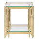 Woker Furniture table d'appoint carrée de 20 po de largeur avec dessus en verre, table basse en acier inoxydable doré et verre trempé
