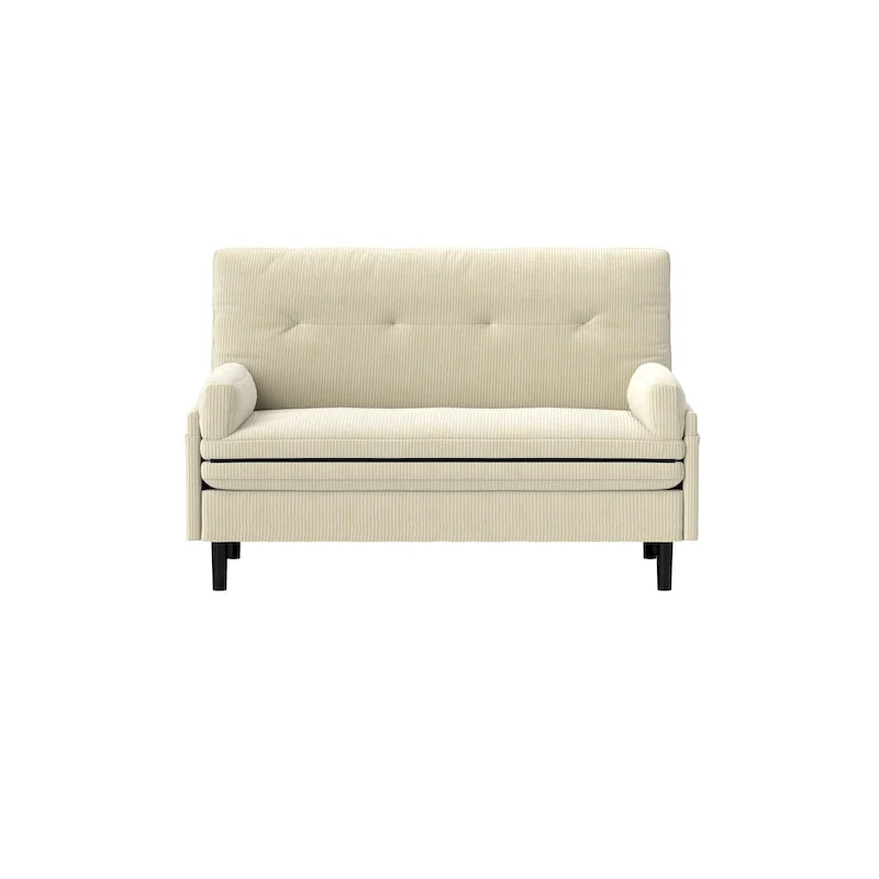 Canapé deux places multifonctionnel en velours côtelé 55.11 ivoire, fauteuil convertible, lit