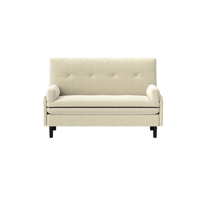 Canapé deux places multifonctionnel en velours côtelé 55.11 ivoire, fauteuil convertible, lit