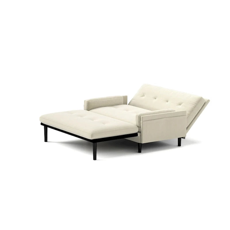 Canapé deux places multifonctionnel en velours côtelé 55.11 ivoire, fauteuil convertible, lit