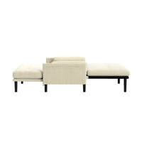 Canapé deux places multifonctionnel en velours côtelé 55.11 ivoire, fauteuil convertible, lit