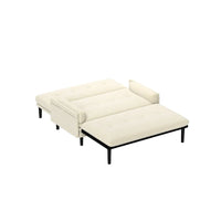 Canapé deux places multifonctionnel en velours côtelé 55.11 ivoire, fauteuil convertible, lit