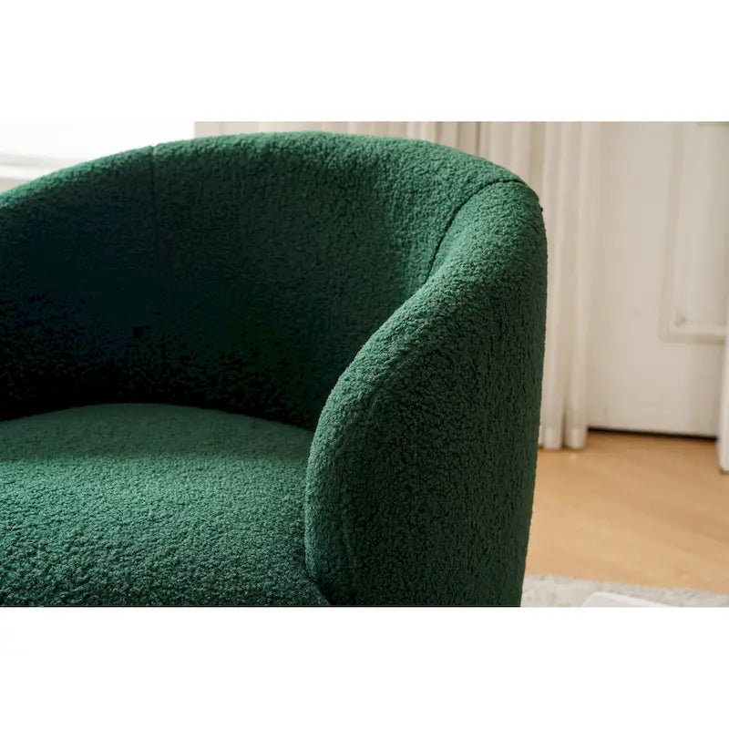 Fauteuil pivotant cylindrique vert moderne 25.6 avec anneau en métal