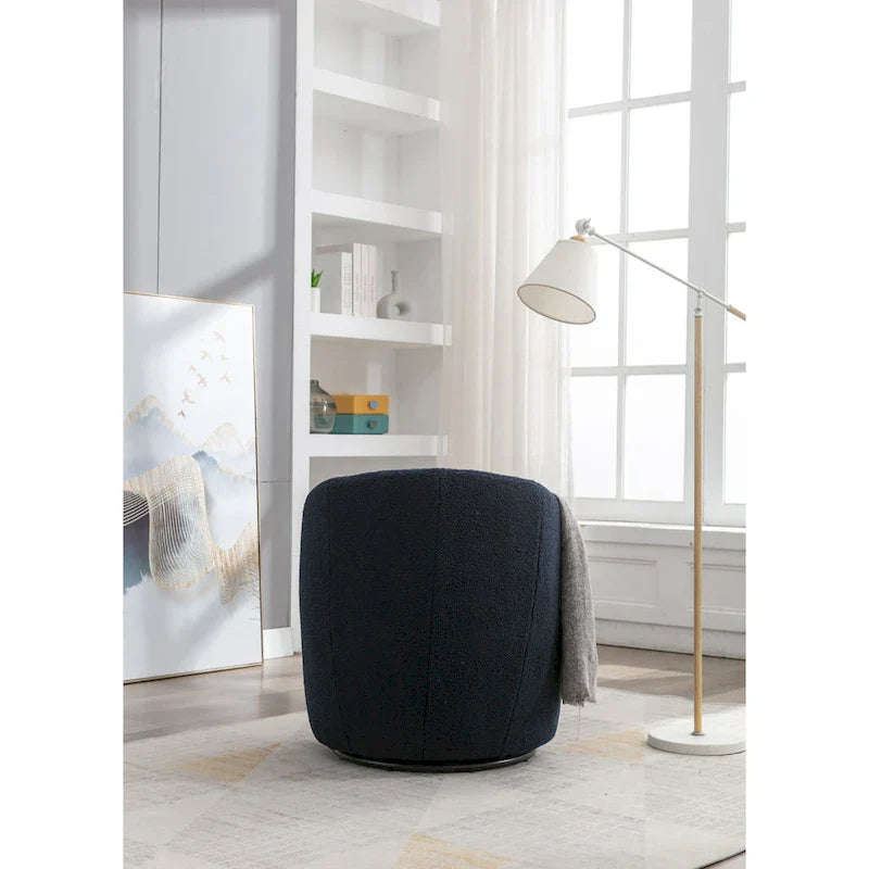 Fauteuil pivotant cylindrique vert moderne 25.6 avec anneau en métal