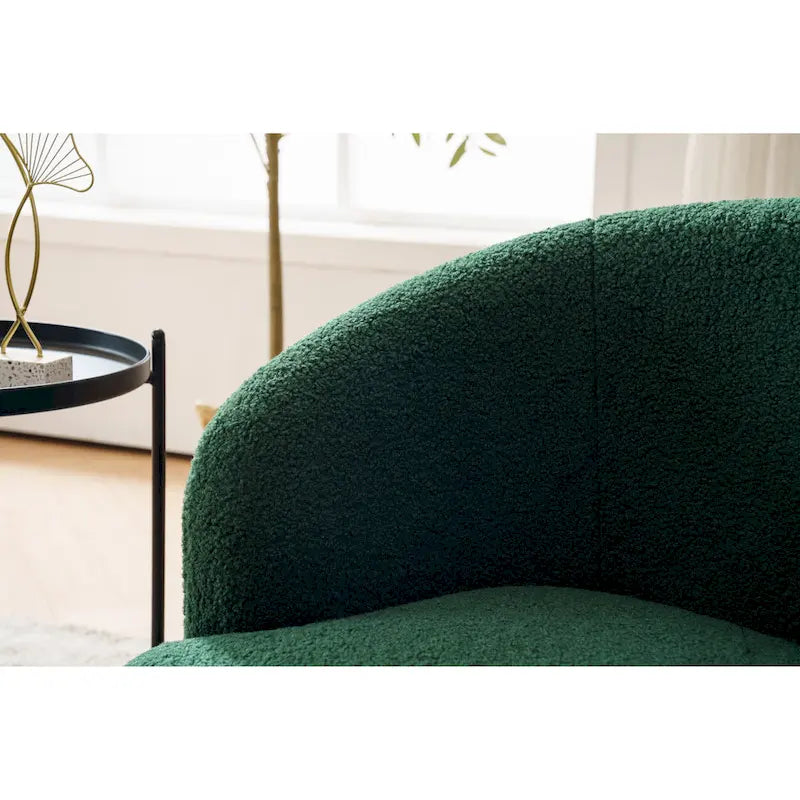Fauteuil pivotant cylindrique vert moderne 25.6 avec anneau en métal