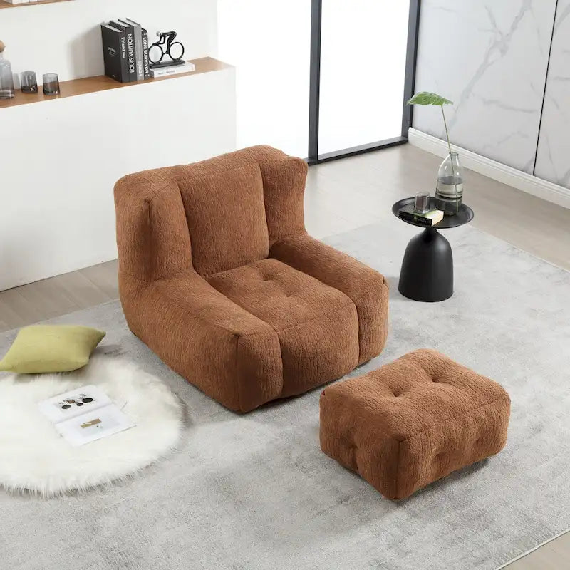 Fauteuil paresseux ultra doux avec mousse à mémoire de forme et ottoman