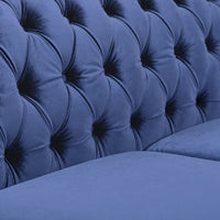Canapé 3 places Chesterfield capitonné avec clous et pieds Blue 84.75