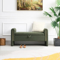 Banc Teddy moderne avec accoudoirs et rangement, grand repose-pieds rembourré, banc de fenêtre confortable