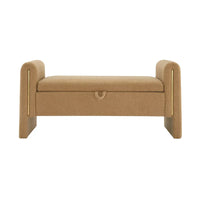 Banc Teddy moderne avec accoudoirs et rangement, grand repose-pieds rembourré, banc de fenêtre confortable