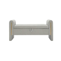 Banc Teddy moderne avec accoudoirs et rangement, grand repose-pieds rembourré, banc de fenêtre confortable