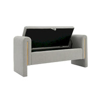 Banc Teddy moderne avec accoudoirs et rangement, grand repose-pieds rembourré, banc de fenêtre confortable