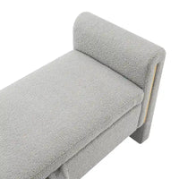 Banc Teddy moderne avec accoudoirs et rangement, grand repose-pieds rembourré, banc de fenêtre confortable