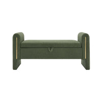 Banc Teddy moderne avec accoudoirs et rangement, grand repose-pieds rembourré, banc de fenêtre confortable