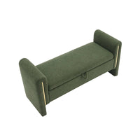 Banc Teddy moderne avec accoudoirs et rangement, grand repose-pieds rembourré, banc de fenêtre confortable