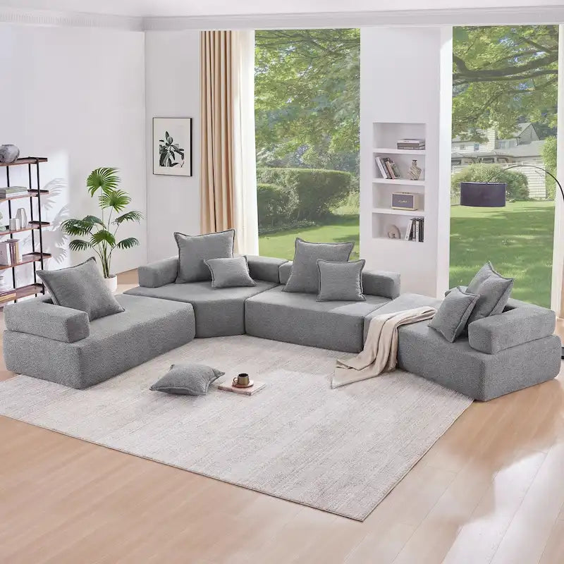Canapé Sectionnel Modulable Personnalisable DIY Rembourré en Bouclette