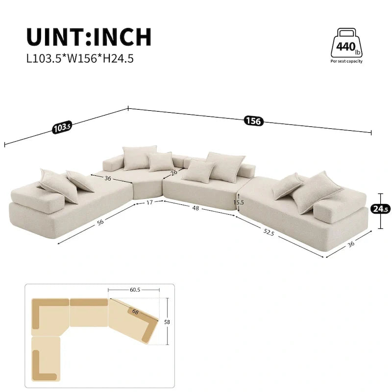 Canapé Sectionnel Modulable Personnalisable DIY Rembourré en Bouclette