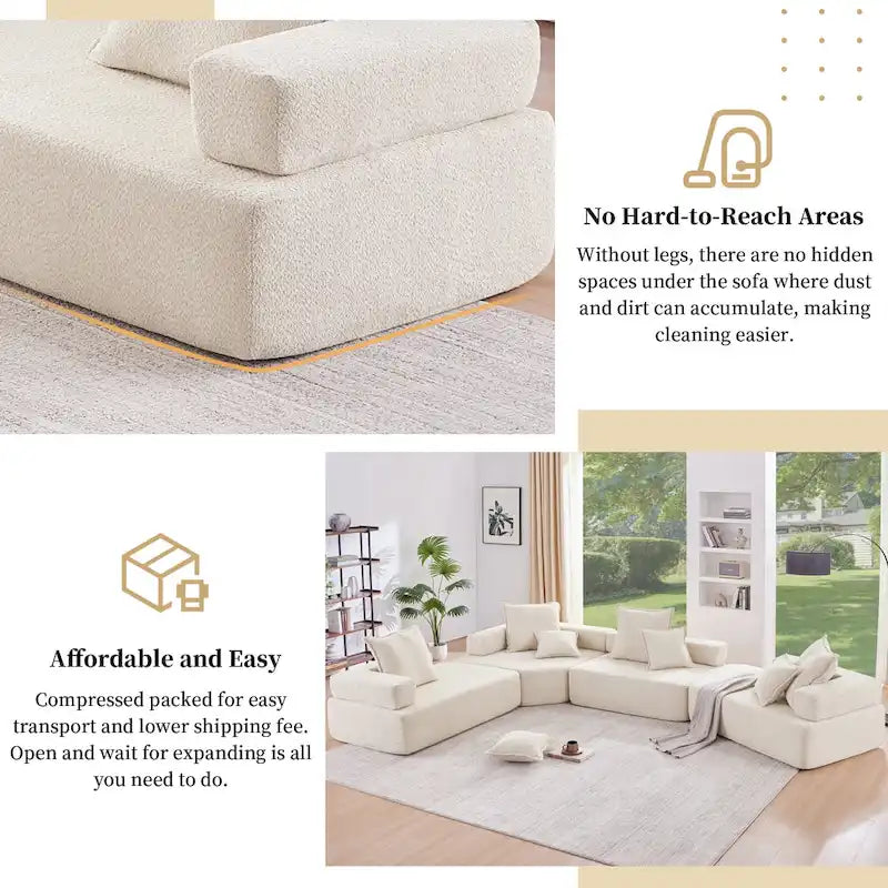 Canapé Sectionnel Modulable Personnalisable DIY Rembourré en Bouclette