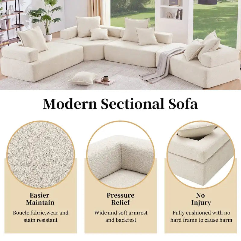 Canapé Sectionnel Modulable Personnalisable DIY Rembourré en Bouclette