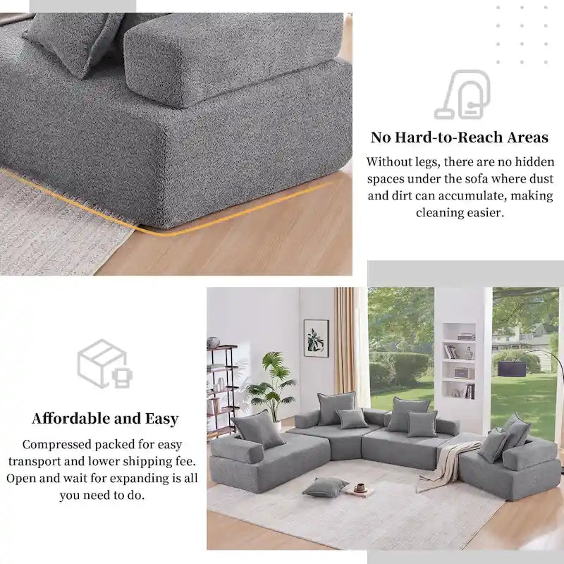 Canapé Sectionnel Modulable Personnalisable DIY Rembourré en Bouclette