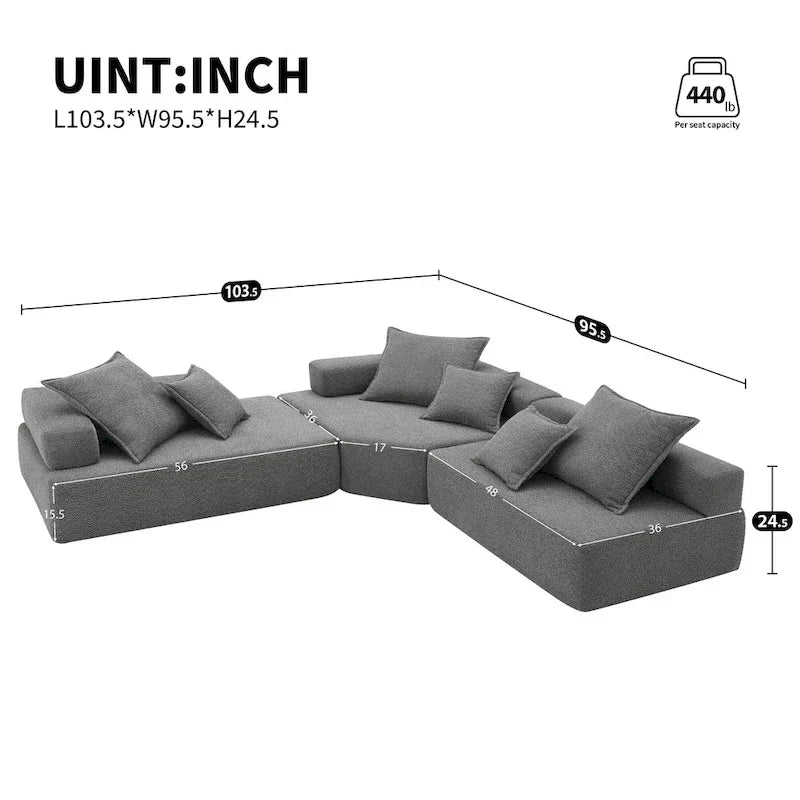 Canapé Sectionnel Modulable Personnalisable DIY Rembourré en Bouclette