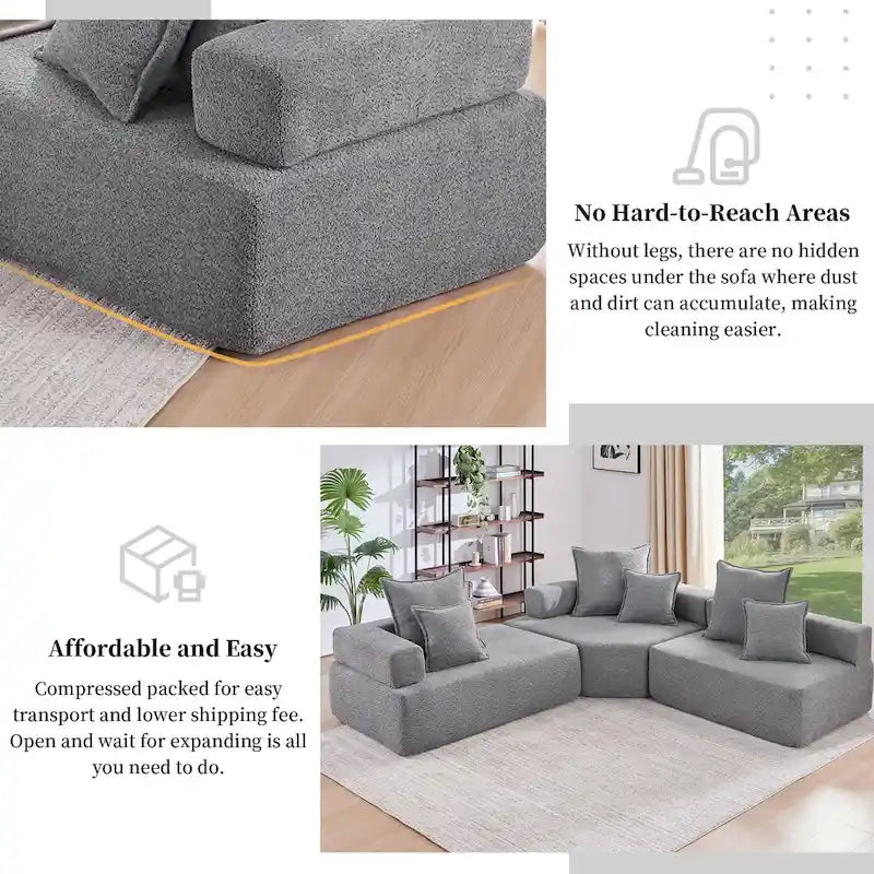 Canapé Sectionnel Modulable Personnalisable DIY Rembourré en Bouclette