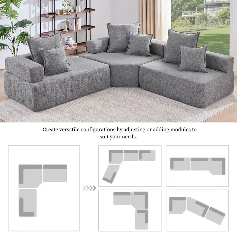 Canapé Sectionnel Modulable Personnalisable DIY Rembourré en Bouclette