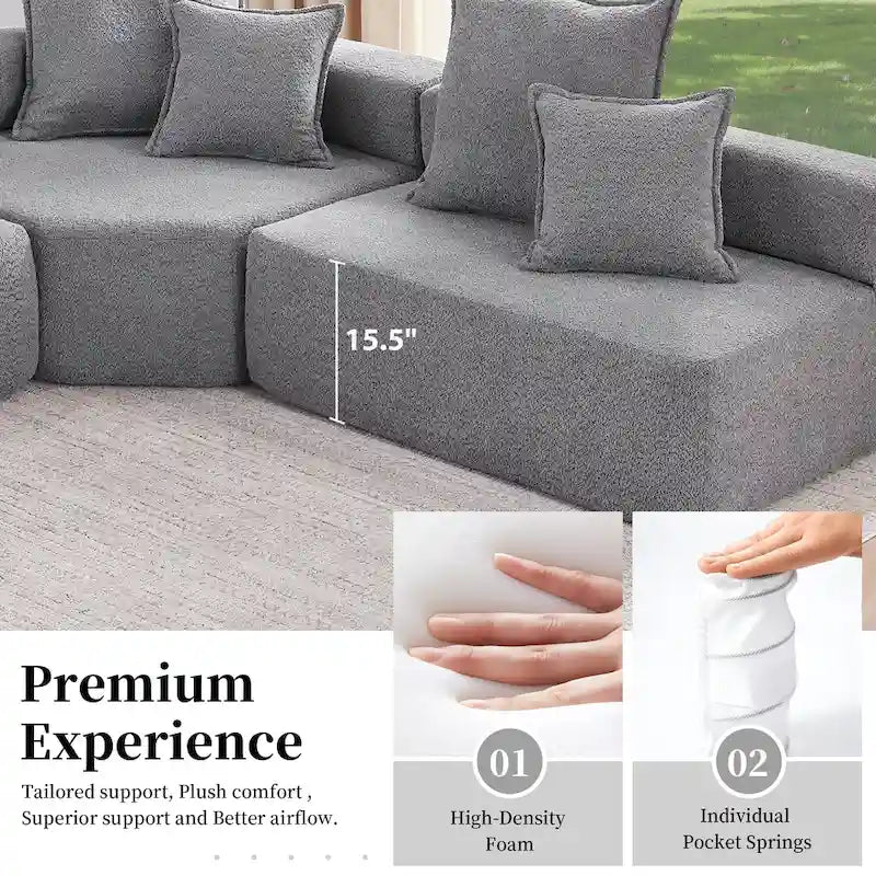 Canapé Sectionnel Modulable Personnalisable DIY Rembourré en Bouclette