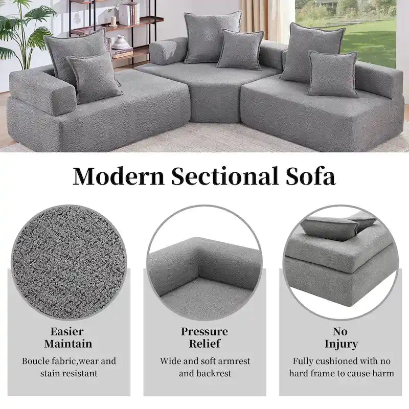 Canapé Sectionnel Modulable Personnalisable DIY Rembourré en Bouclette