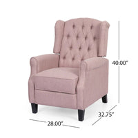 Fauteuil inclinable à dossier oreilles à pousser moderne avec repose-pieds, capitonné à boutons, pieds en bouleau
