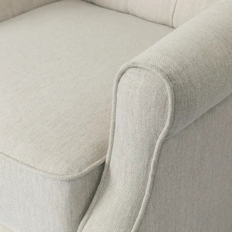 Fauteuil inclinable à dossier oreilles à pousser moderne avec repose-pieds, capitonné à boutons, pieds en bouleau