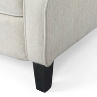 Fauteuil inclinable à dossier oreilles à pousser moderne avec repose-pieds, capitonné à boutons, pieds en bouleau