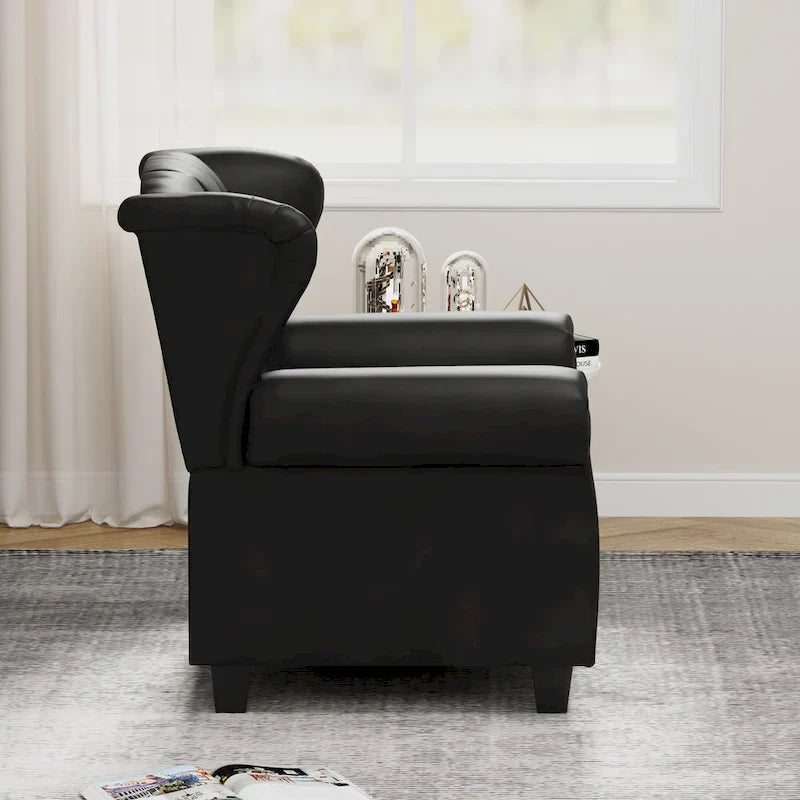 Fauteuil à accoudoirs capitonné réglable noir 35.04 avec pieds robustes