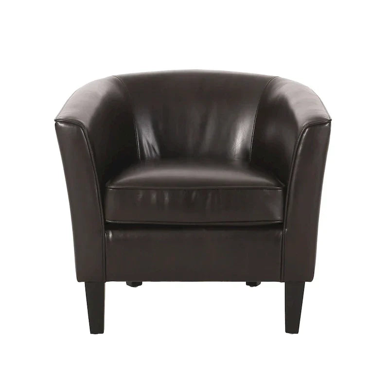 Fauteuil Club en PU Rembourré de 28,75 po avec Pieds en Bouleau