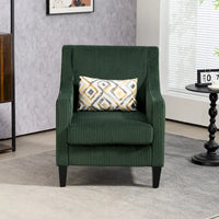 Fauteuil rembourré Emerald 26.77 avec accoudoirs incurvés et pieds en bois d'hévéa