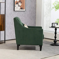 Fauteuil rembourré Emerald 26.77 avec accoudoirs incurvés et pieds en bois d'hévéa