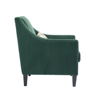 Fauteuil rembourré Emerald 26.77 avec accoudoirs incurvés et pieds en bois d'hévéa