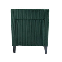 Fauteuil rembourré Emerald 26.77 avec accoudoirs incurvés et pieds en bois d'hévéa