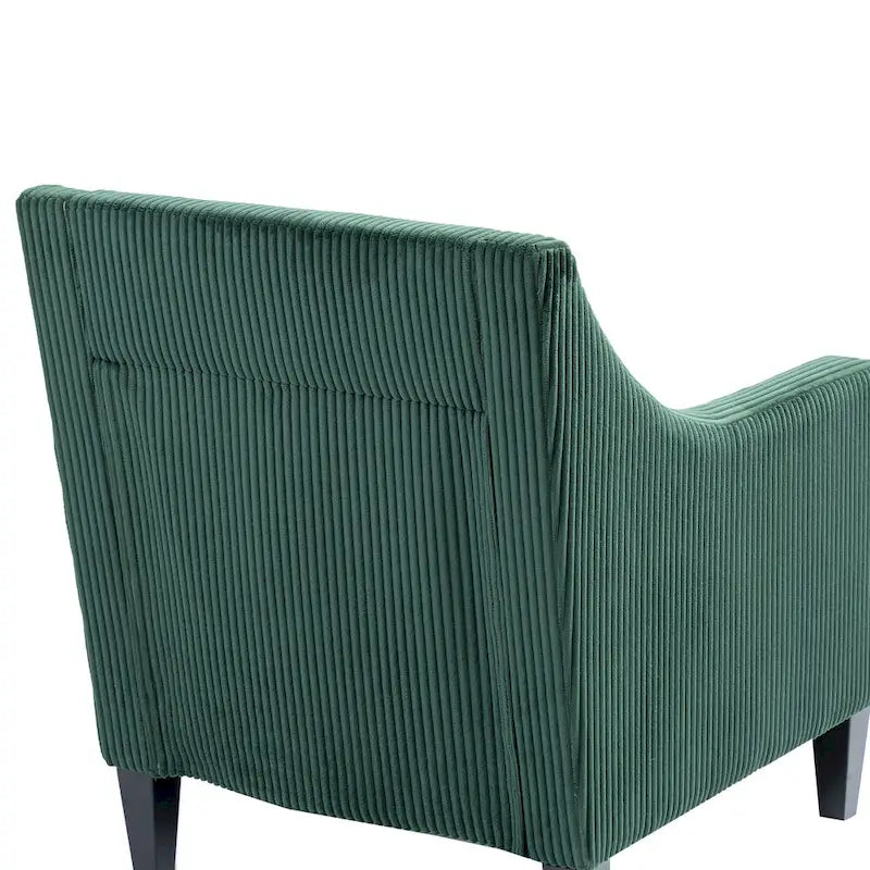 Fauteuil rembourré Emerald 26.77 avec accoudoirs incurvés et pieds en bois d'hévéa