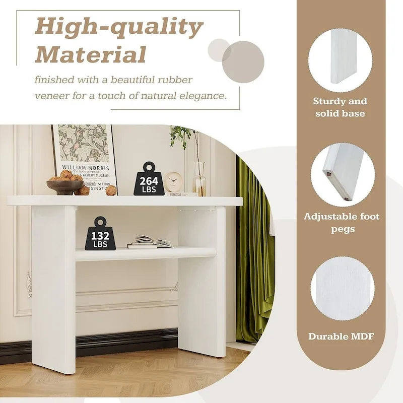 Table console moderne en bois 47,80 po avec étagère
