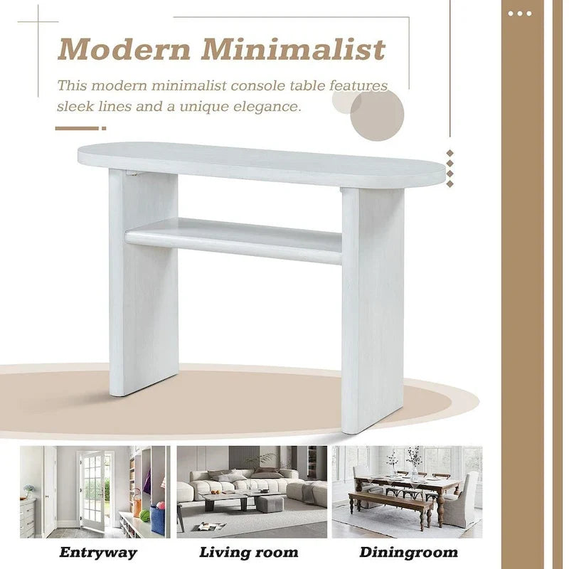 Table console moderne en bois 47,80 po avec étagère