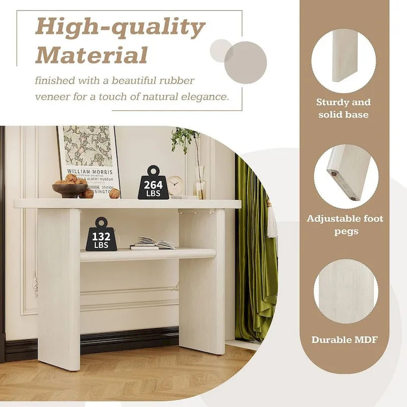 Table console moderne en bois 47,80 po avec étagère